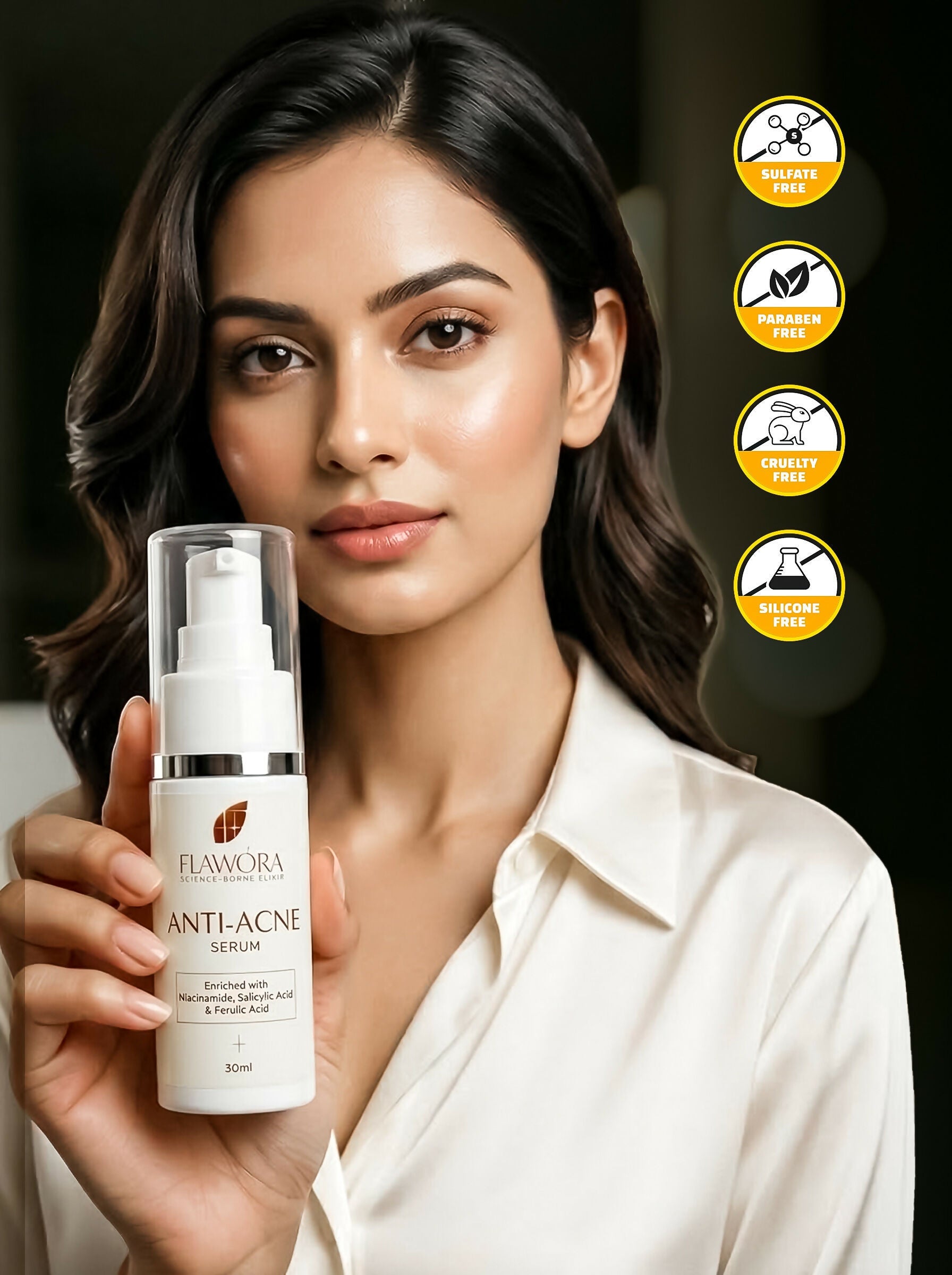 Flawora Set of Golden Glow Face Serum and Anti Acne Serum