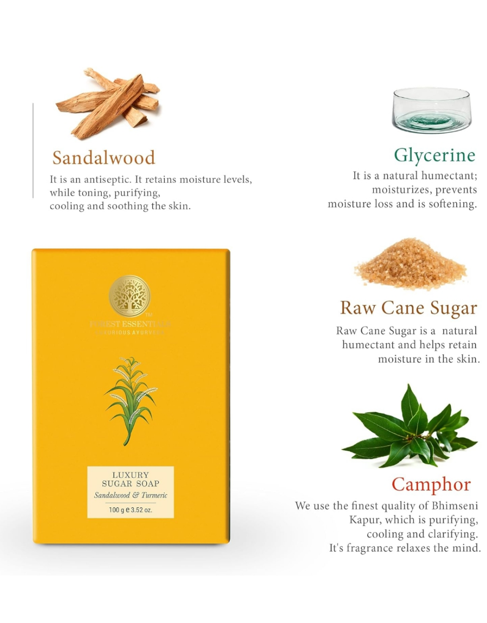 Forest Essentials Luxury Sugar Soap Sandalwood & Turmeric (100 gm)