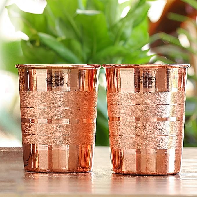 Pure Copper Plain Glass with Luxury Design, Drinking Serving Water