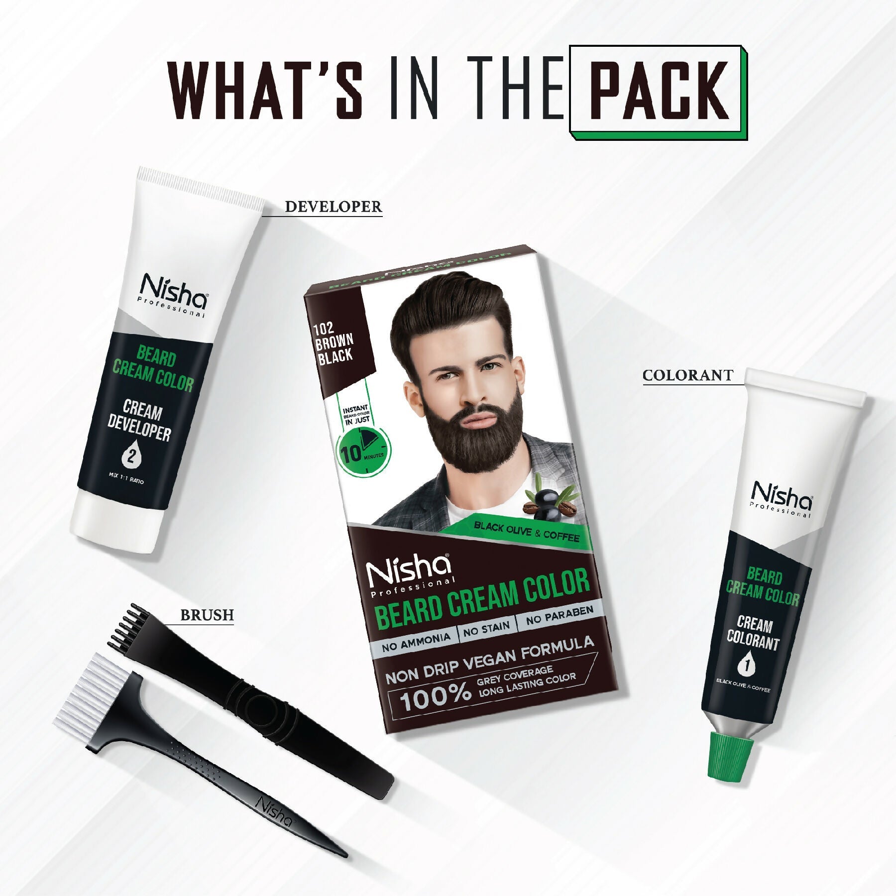 Nisha Beard Colour for Men - Brown Black