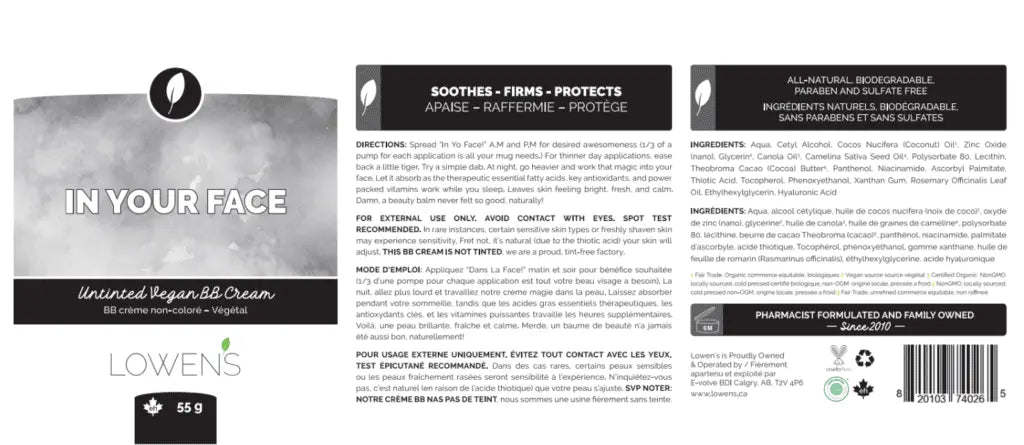 In Yo Face! Natural, Vegan BB Cream