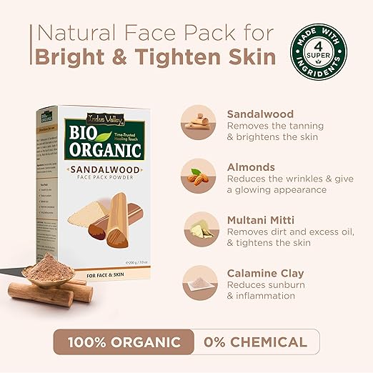 Indus Valley Bio Organic Sandalwood Face Pack Powder