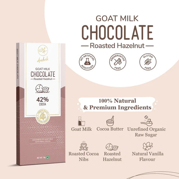 Aadvik Goat Milk Chocolate | Roasted Hazelnut | 70g