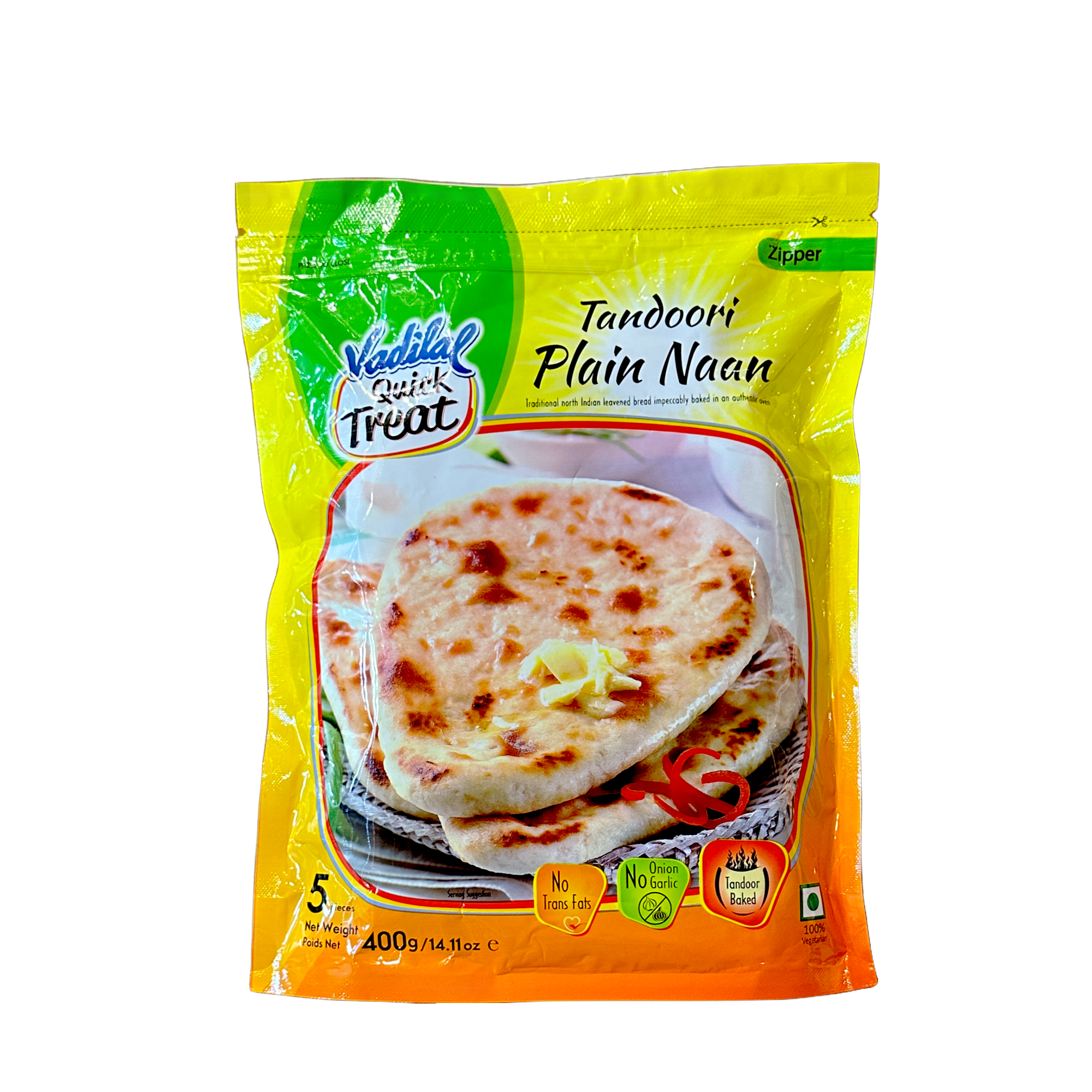Vadilal Tandoori Naan Plain 400g (5 Pcs)