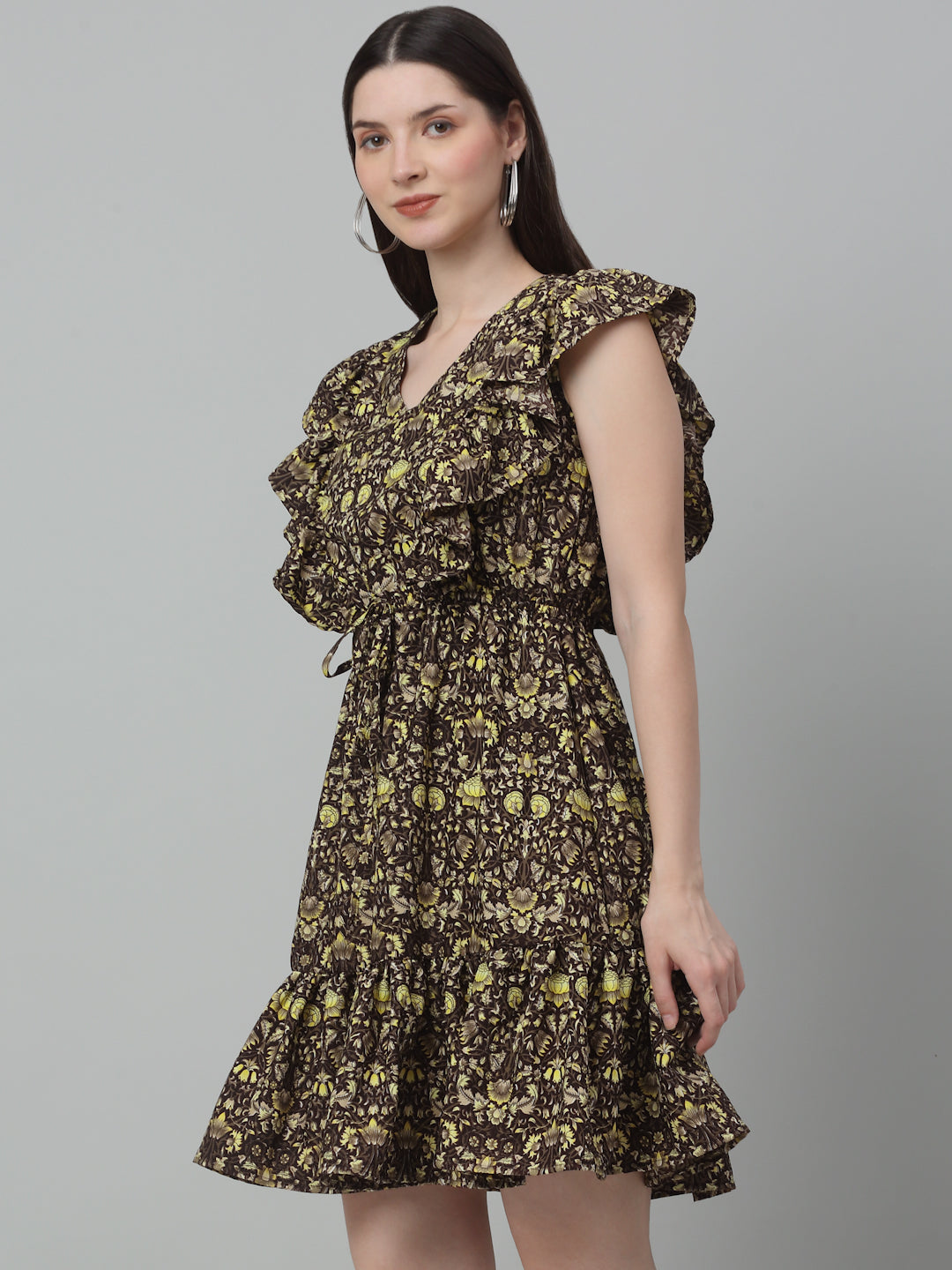 Women's Printed Tiered Dress with frills