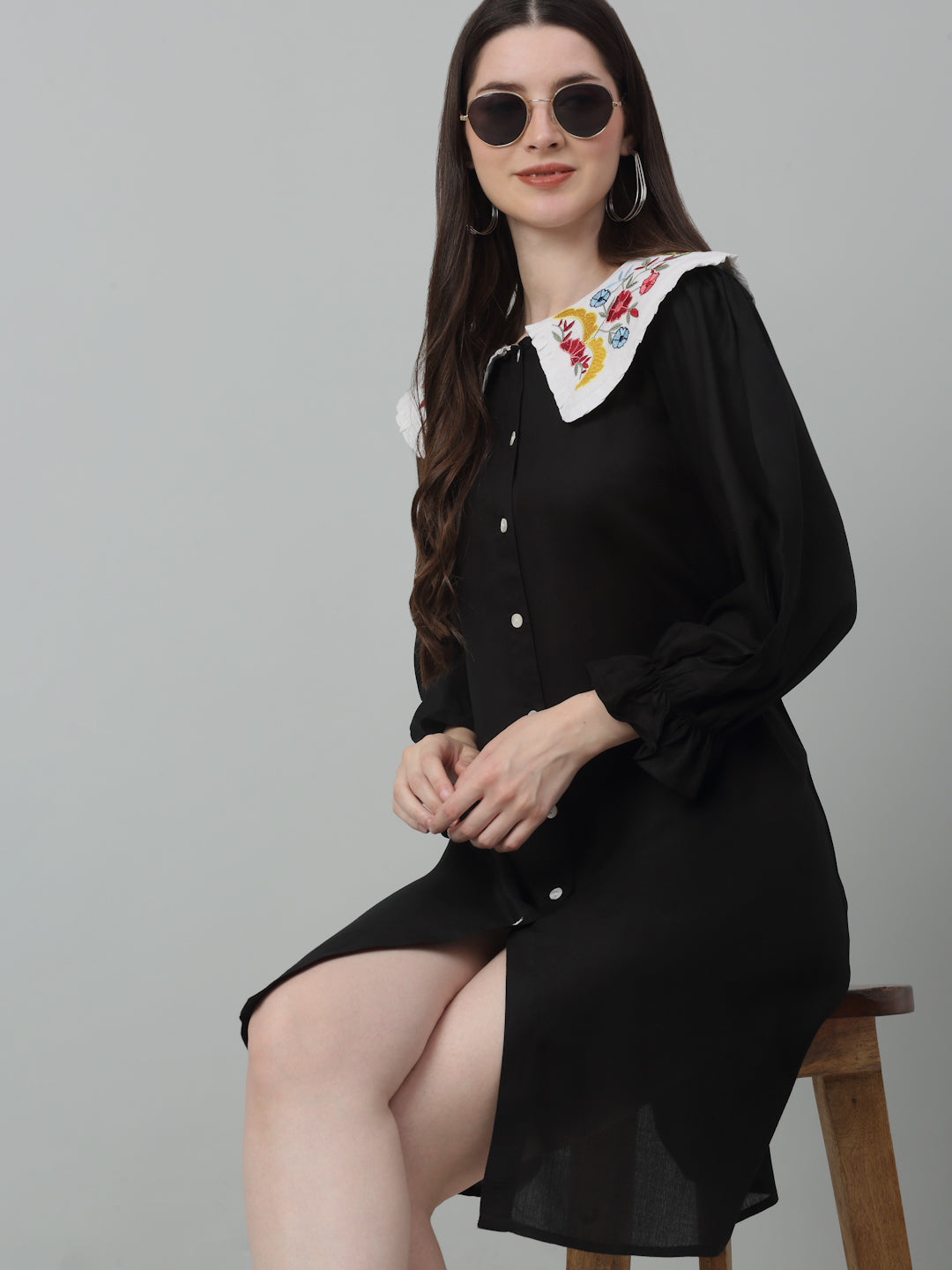 Women's Floral Embroidered A-line Dress