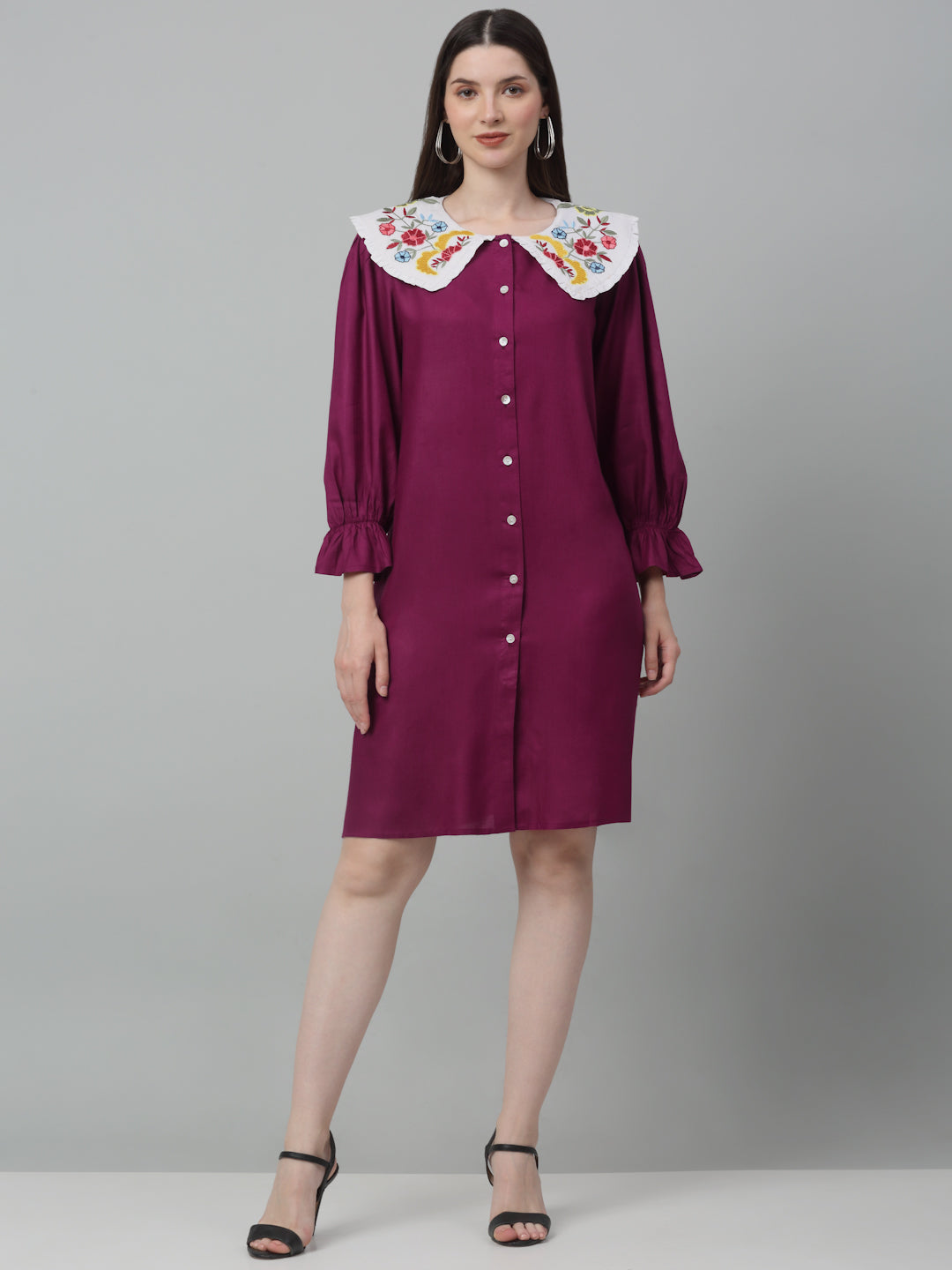 Women's Floral Embroidered A-line Dress