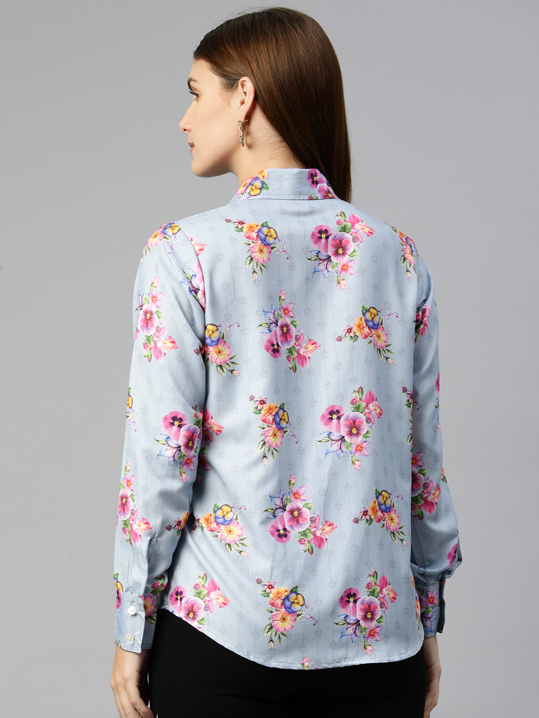 Women Floral Double Pocket Shirt Style Top
