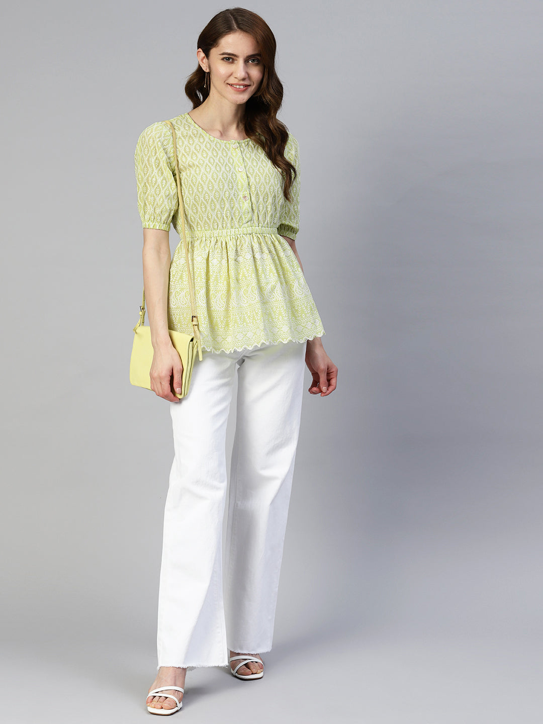 Women Chikankari Work Empire Top