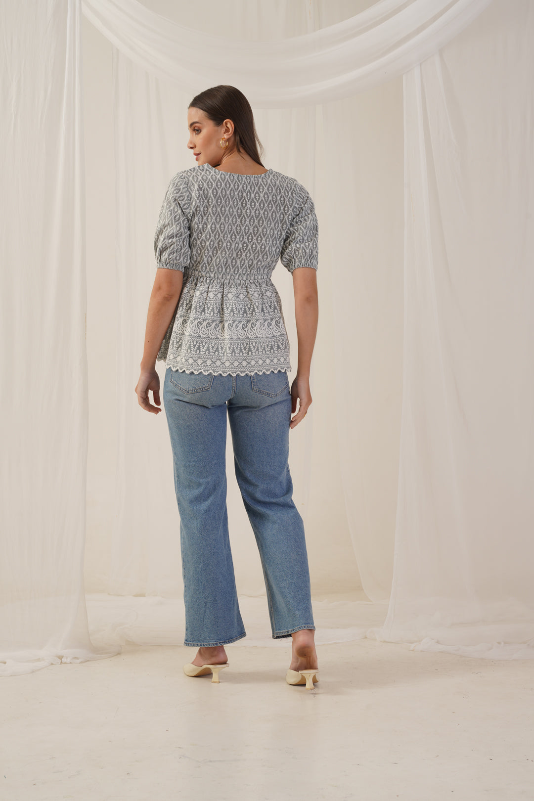 Women Chikankari Work Empire Top