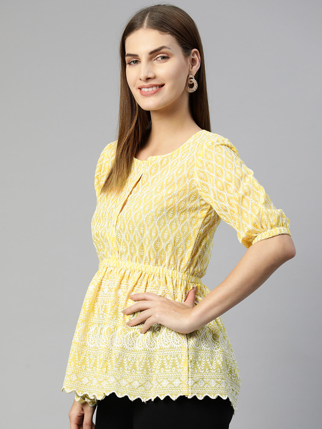 Women Chikankari Work Empire Top