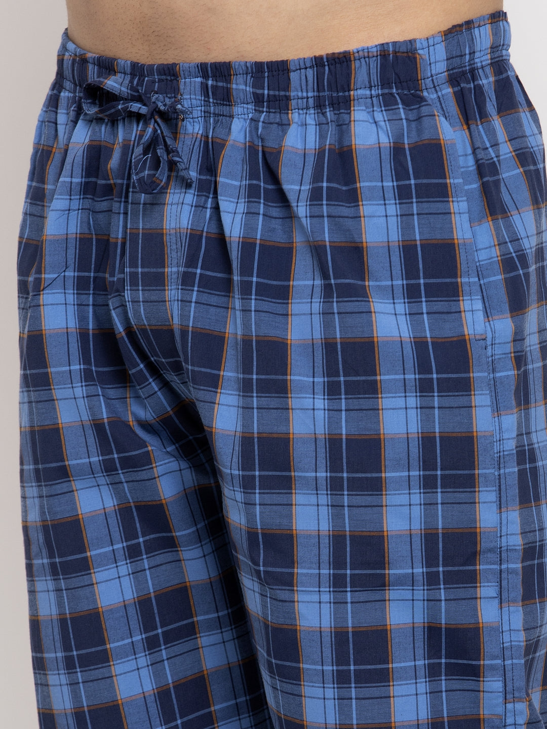 Indian Needle Men's Blue Checked Cotton Track Pants