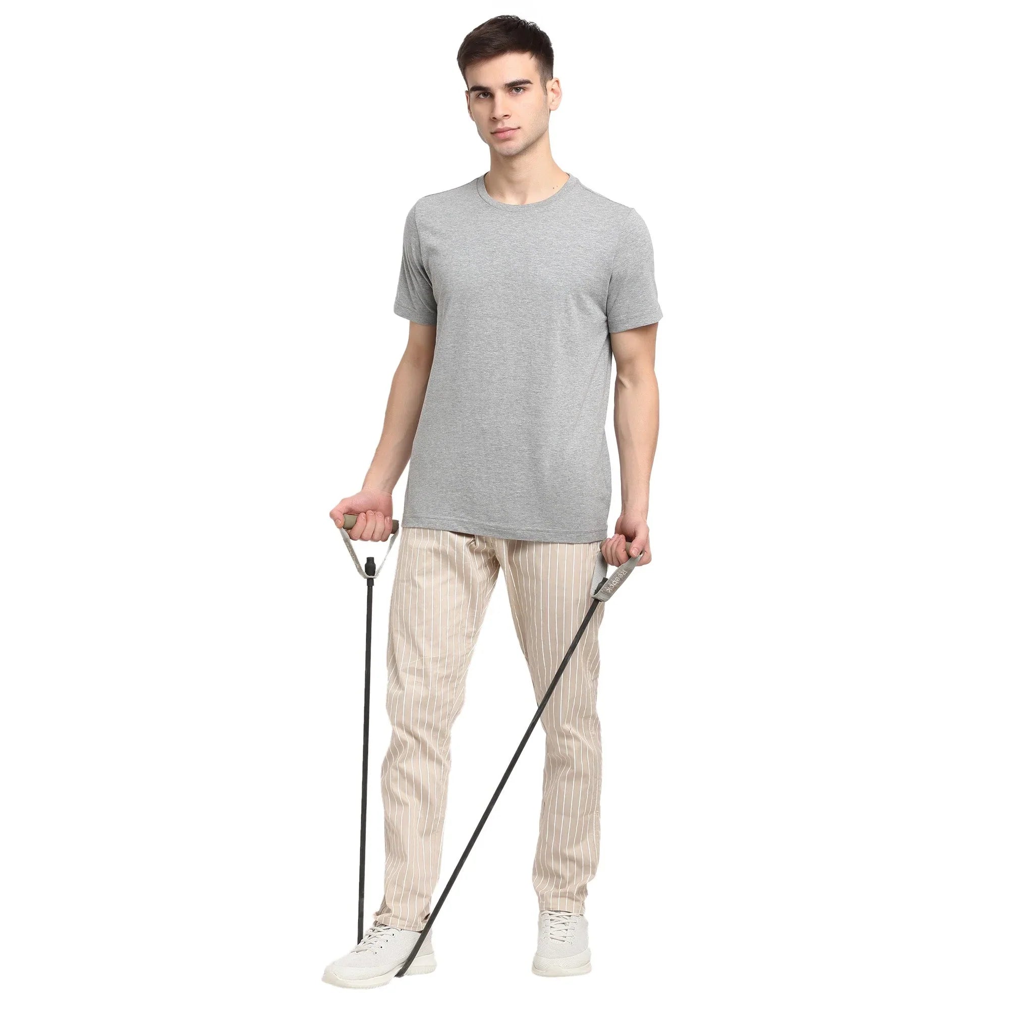 Jainish Men's Beige Cotton Striped Track Pants ( JOG 020Cream )