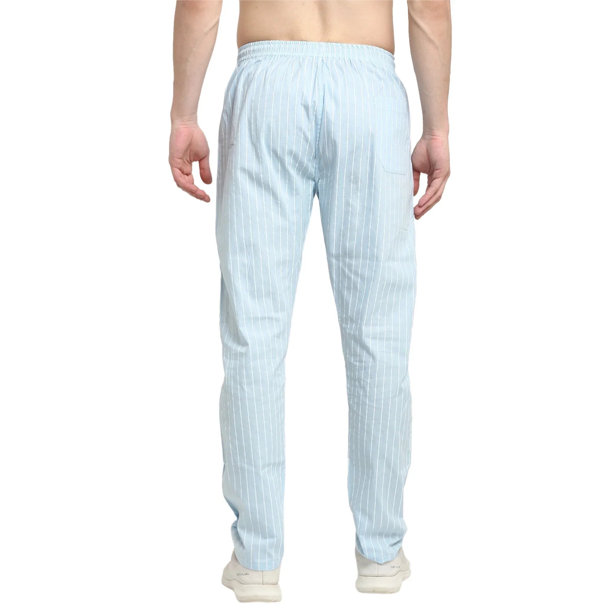 Jainish Men's Blue Cotton Striped Track Pants ( JOG 020Sky )