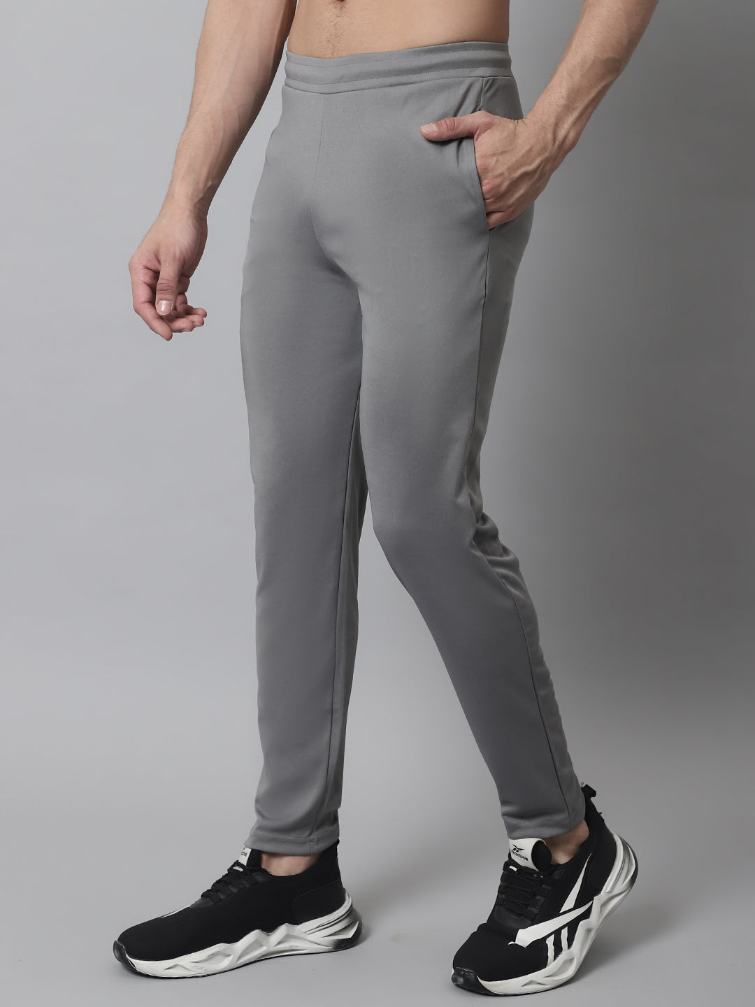 Men's Grey Solid Streachable Lycra Trackpants