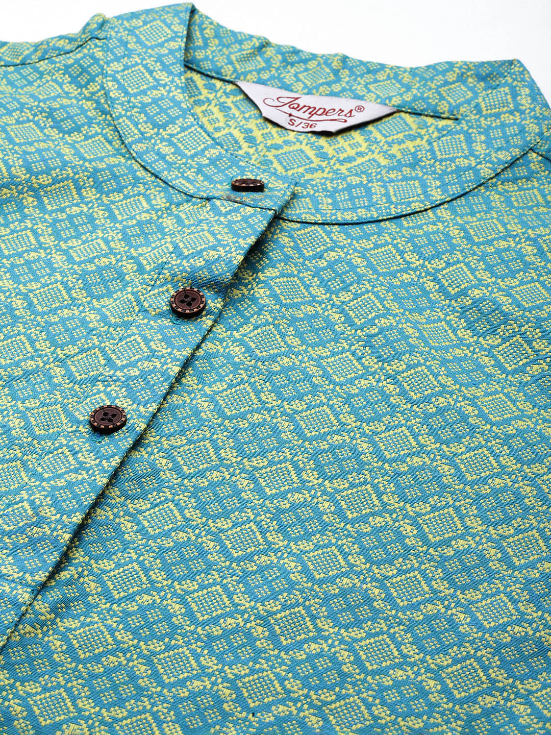 Woven design kurta, pallazos and dupatta set ( JOKPL D51F 1538 Firozi )