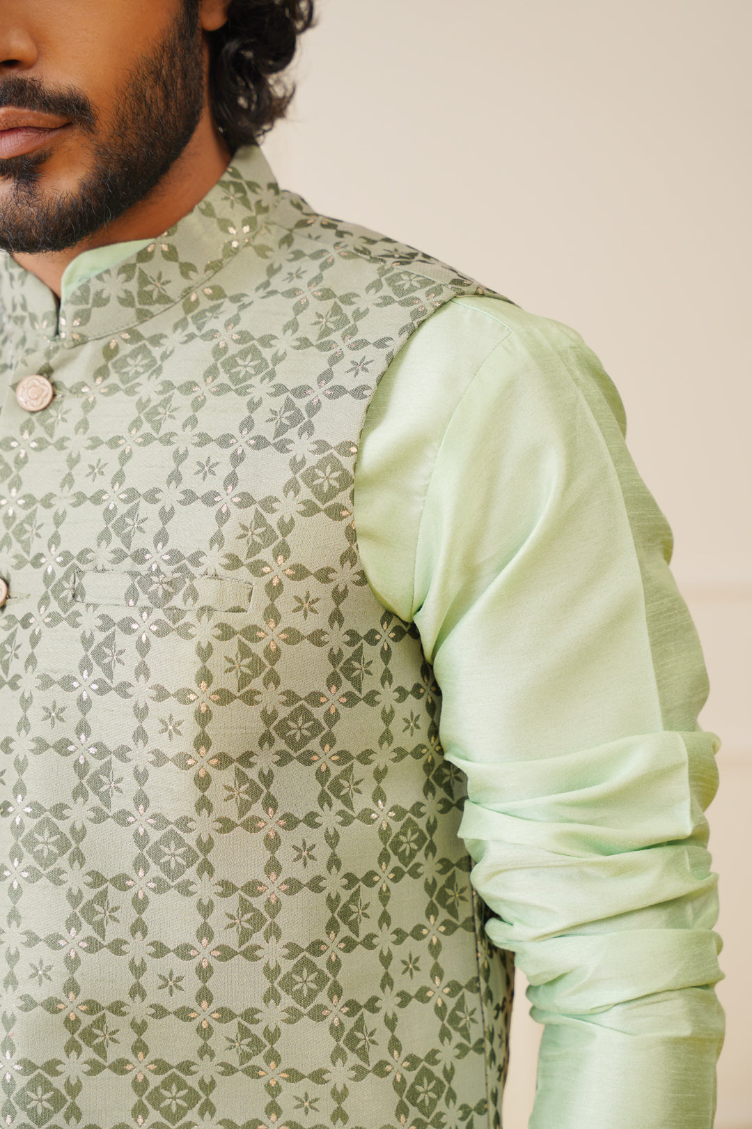 Men's Woven Design Nehru Jacket