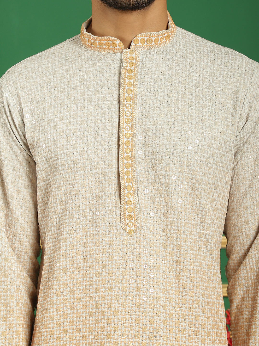 Men's Sequins Embroidered Kurta with Pyjama