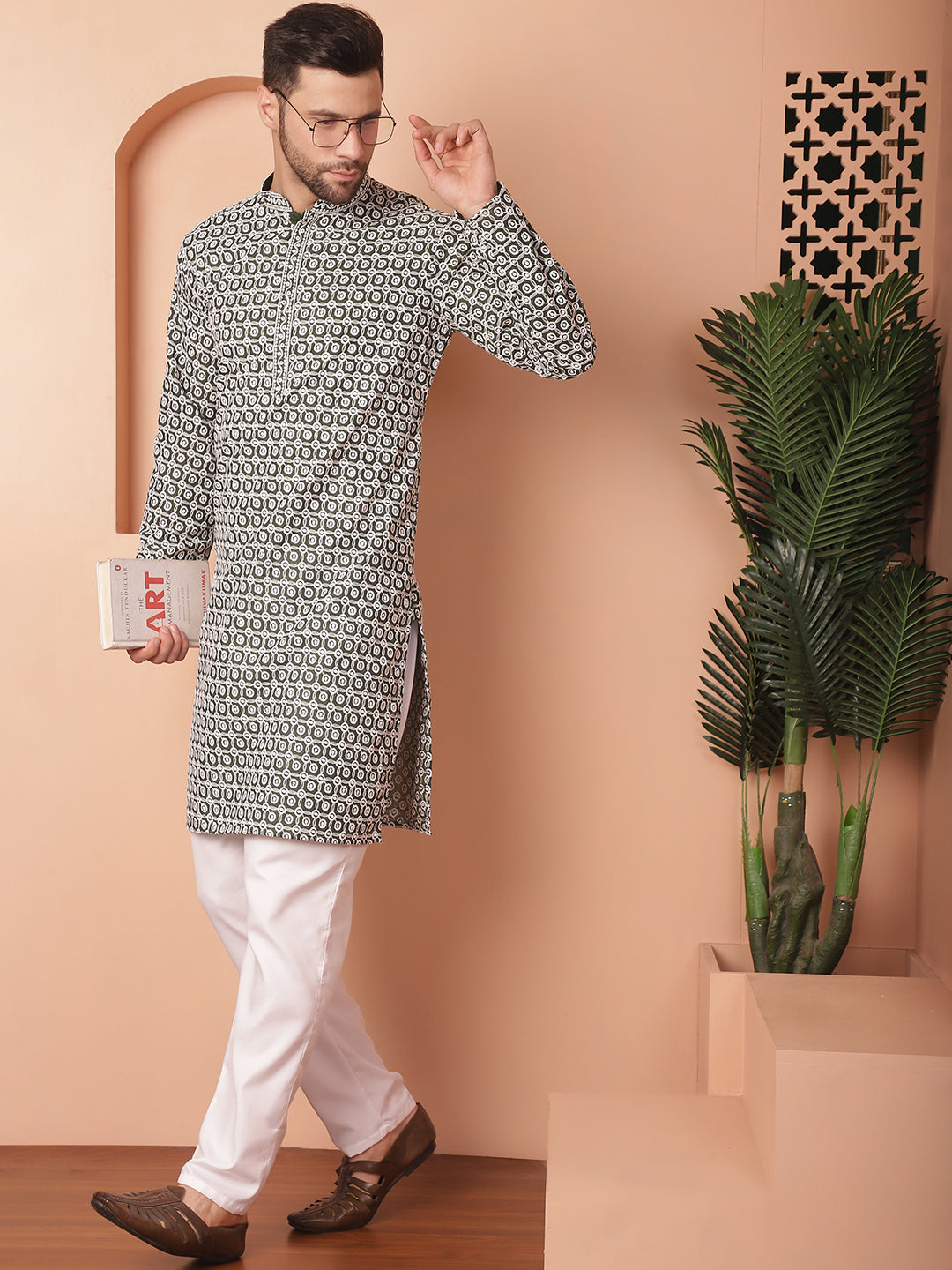 Chikankari Pure Cotton Kurta with Pyjama