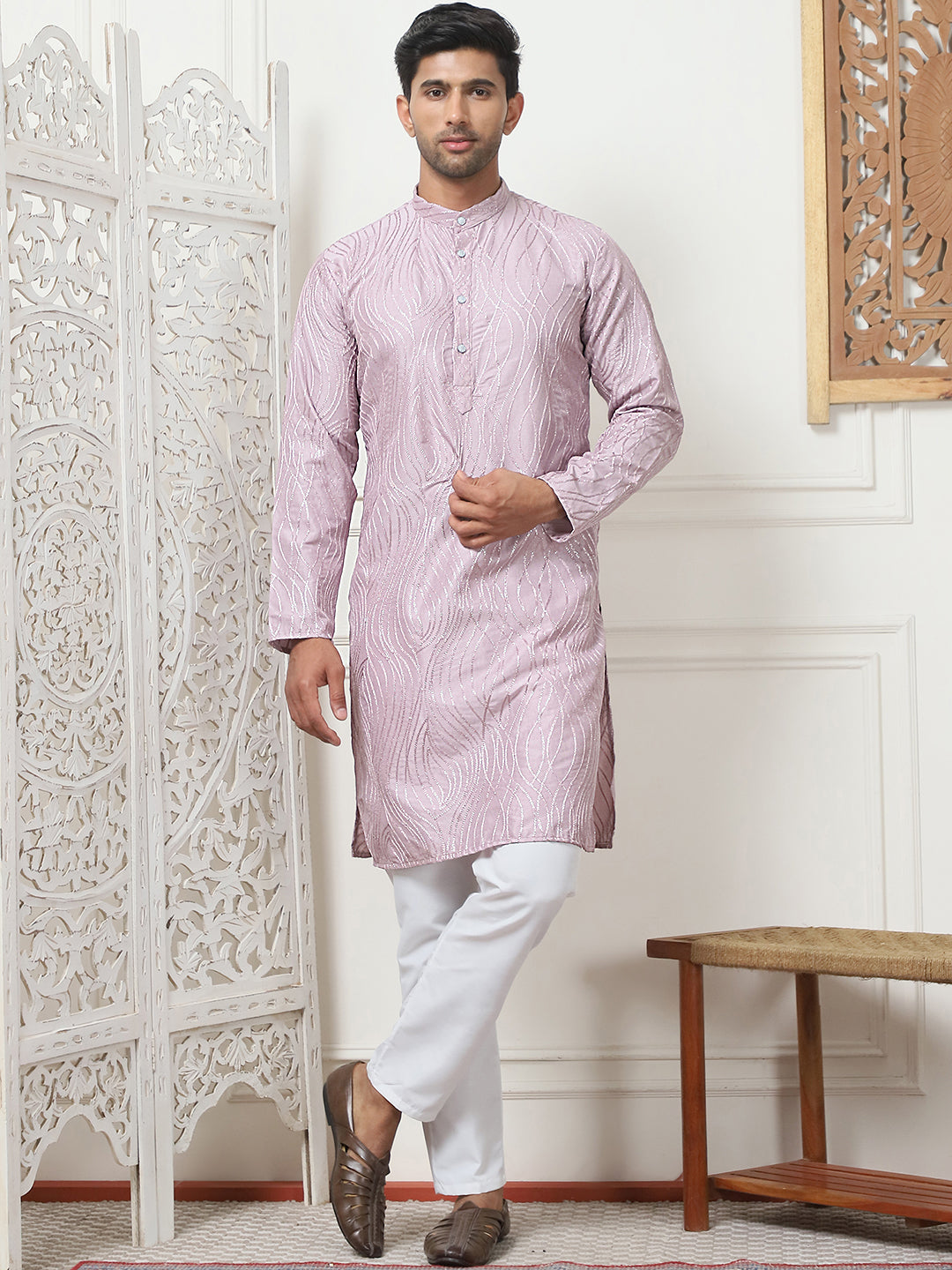 Embroidered Kurta Pyjama for Men