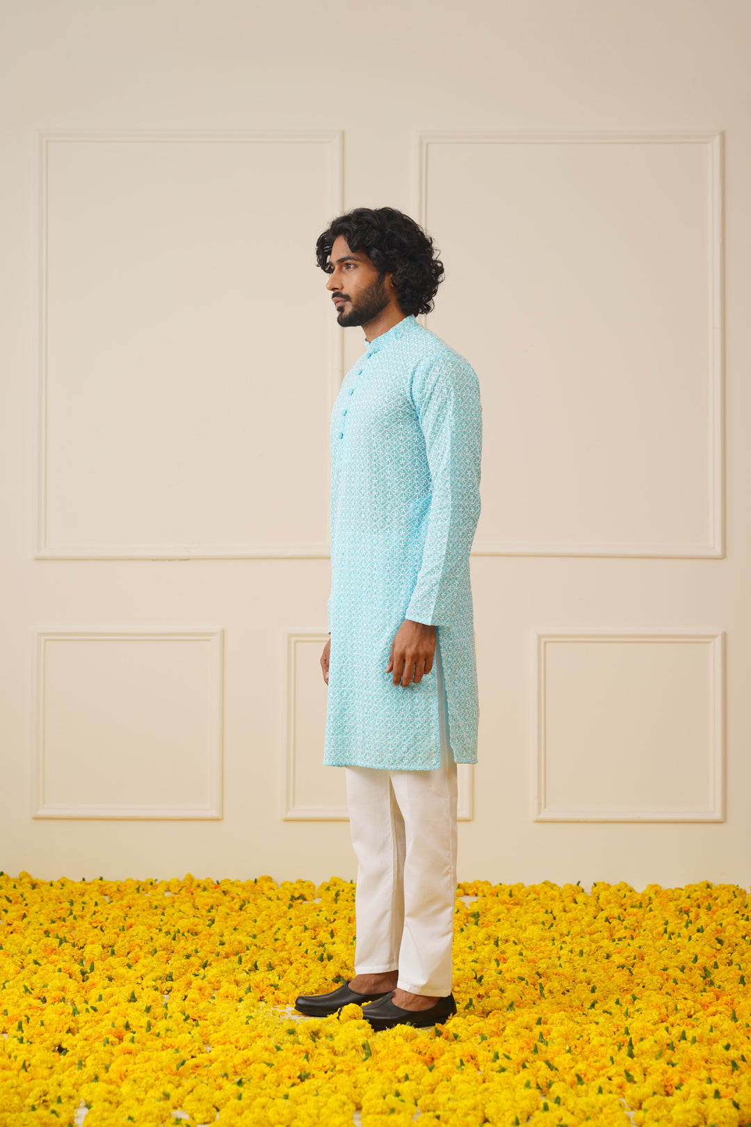 Jompers Men's Sky Embroidered Kurta Payjama Sets
