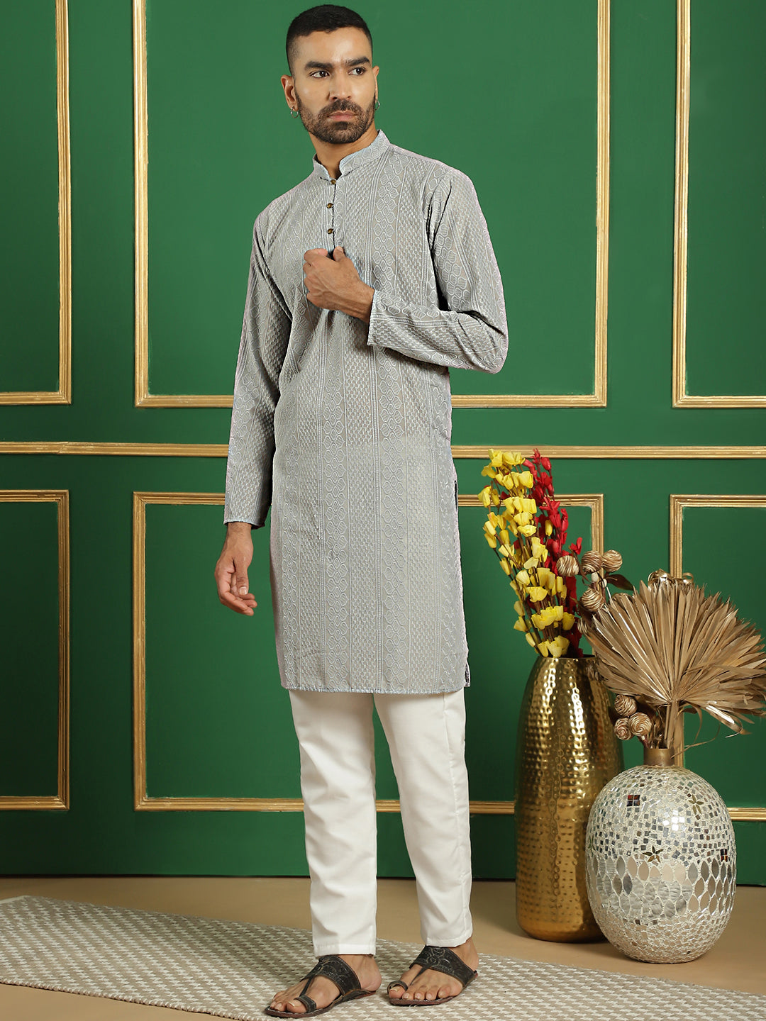 Chikankari Cotton Kurta with Churidar