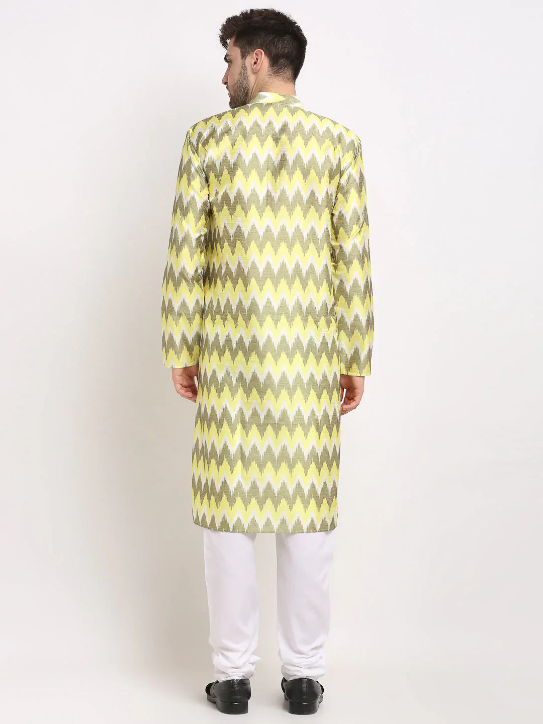 Jompers Men's Multi-Olive Dupion Ikkat Kurta Only ( KO 647 Multi-Olive )