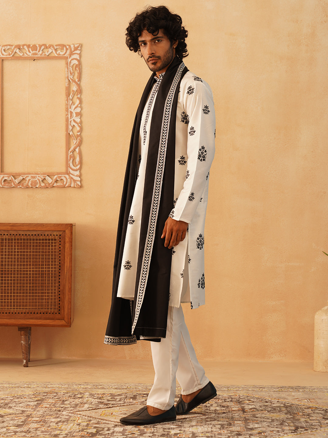 Embroidered & Sequin Kurta Pyjama With Dupatta
