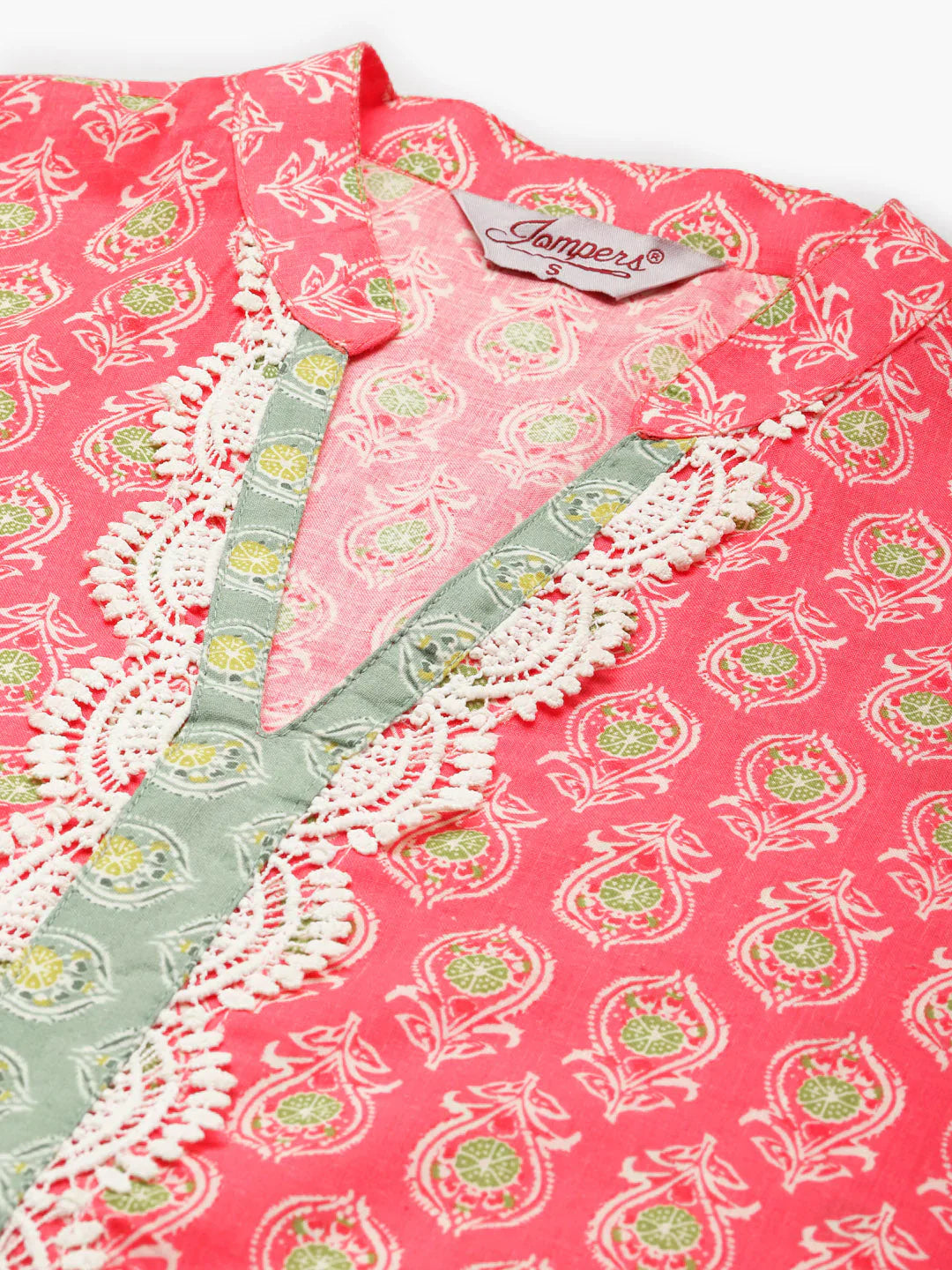 Ethnic Motifs Thread Work Kurta ( JOK 1446 Pink )