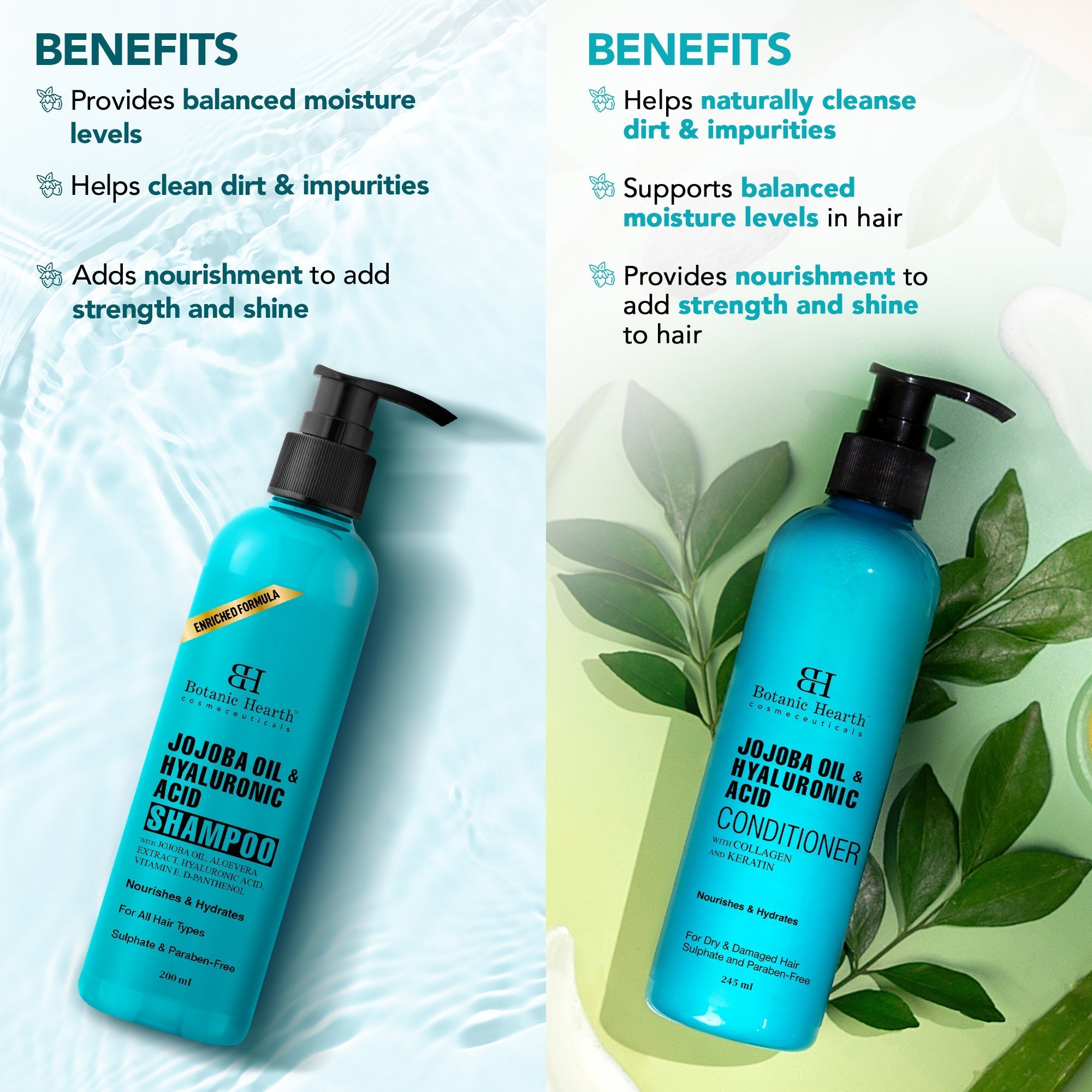 Botanic Hearth Jojoba & Hyaluronic Acid - Shampoo & Conditioner Set
