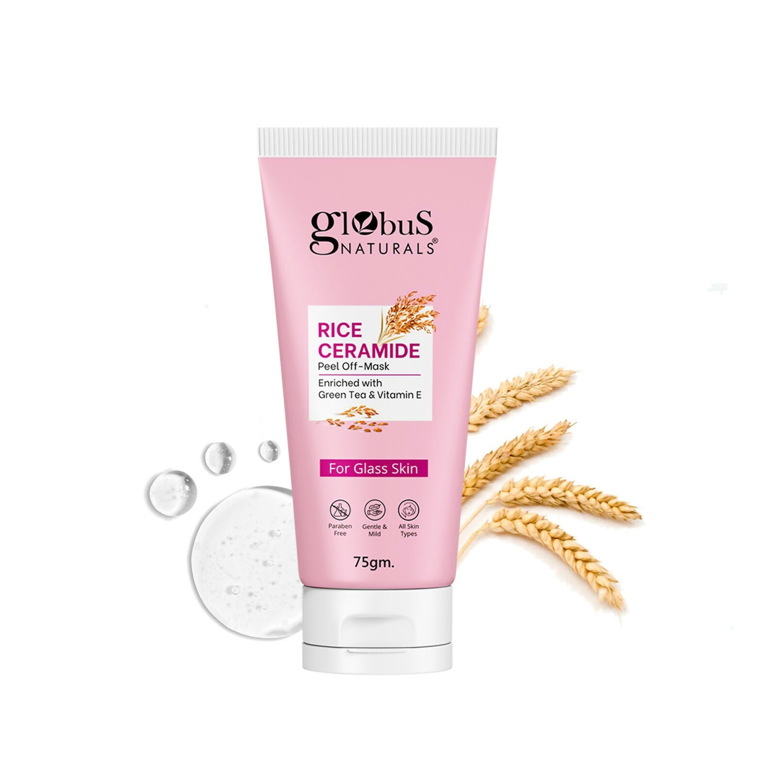 Globus Naturals Rice Ceramide Peel Off Mask, For Korean Glass Skin