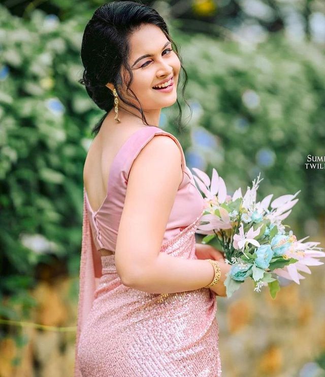 Aastha Peach Soft Organza Beautiful Sequance Embroidery Work