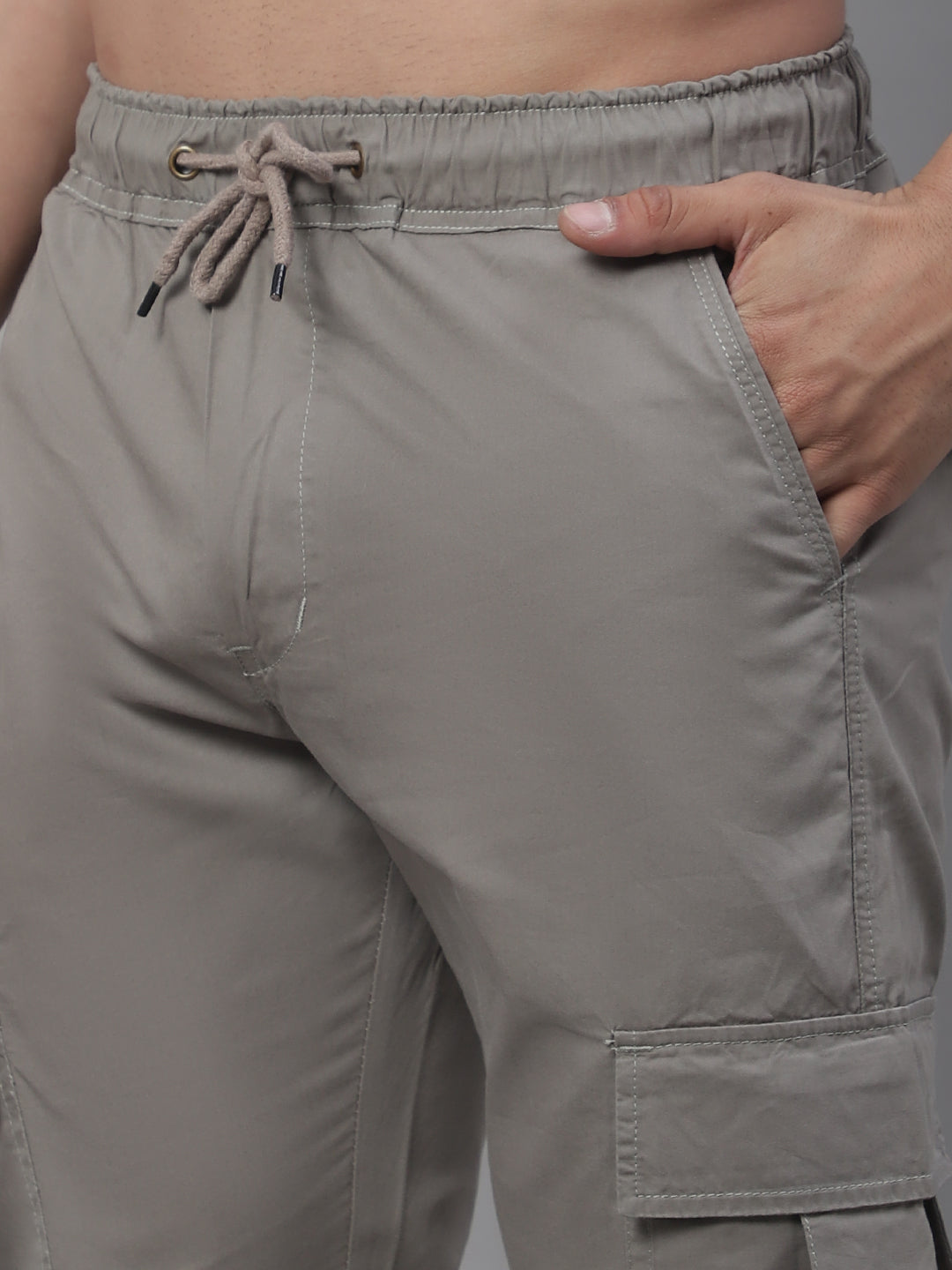 Jainish Men's Casual Cotton Solid Cargo Pants