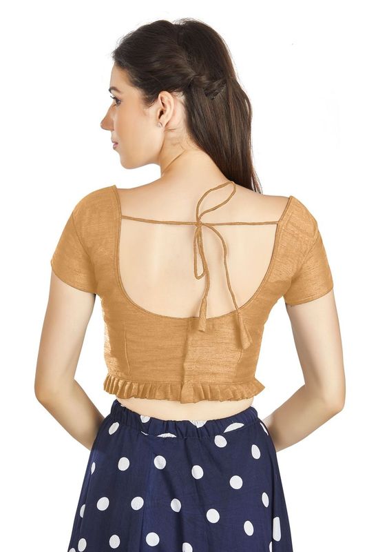 Aastha fashion Beige Art Sleek Pleated Neck Blouse Work Princece Blouse