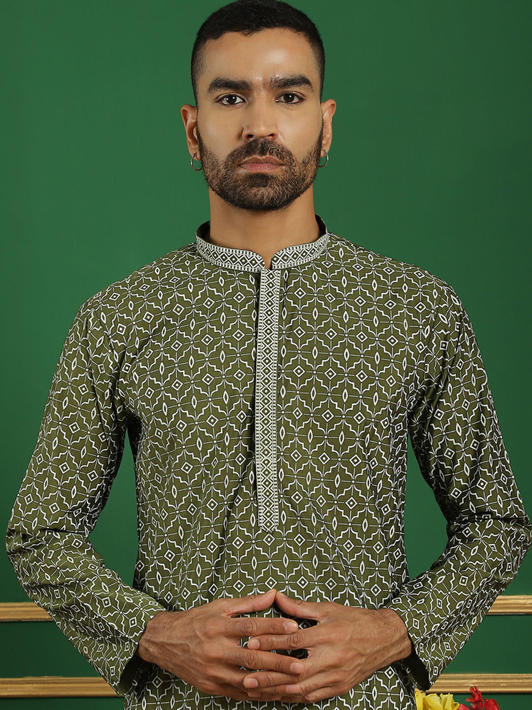 Men Purple Embroidered and Sequence Kurtas