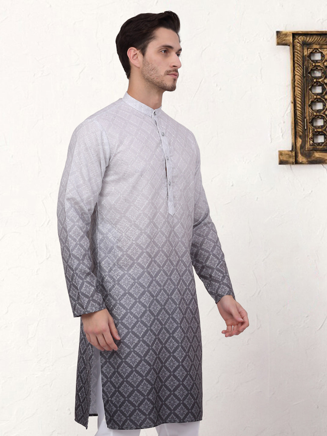 Men's Ombre Pure Cotton Straight Kurta