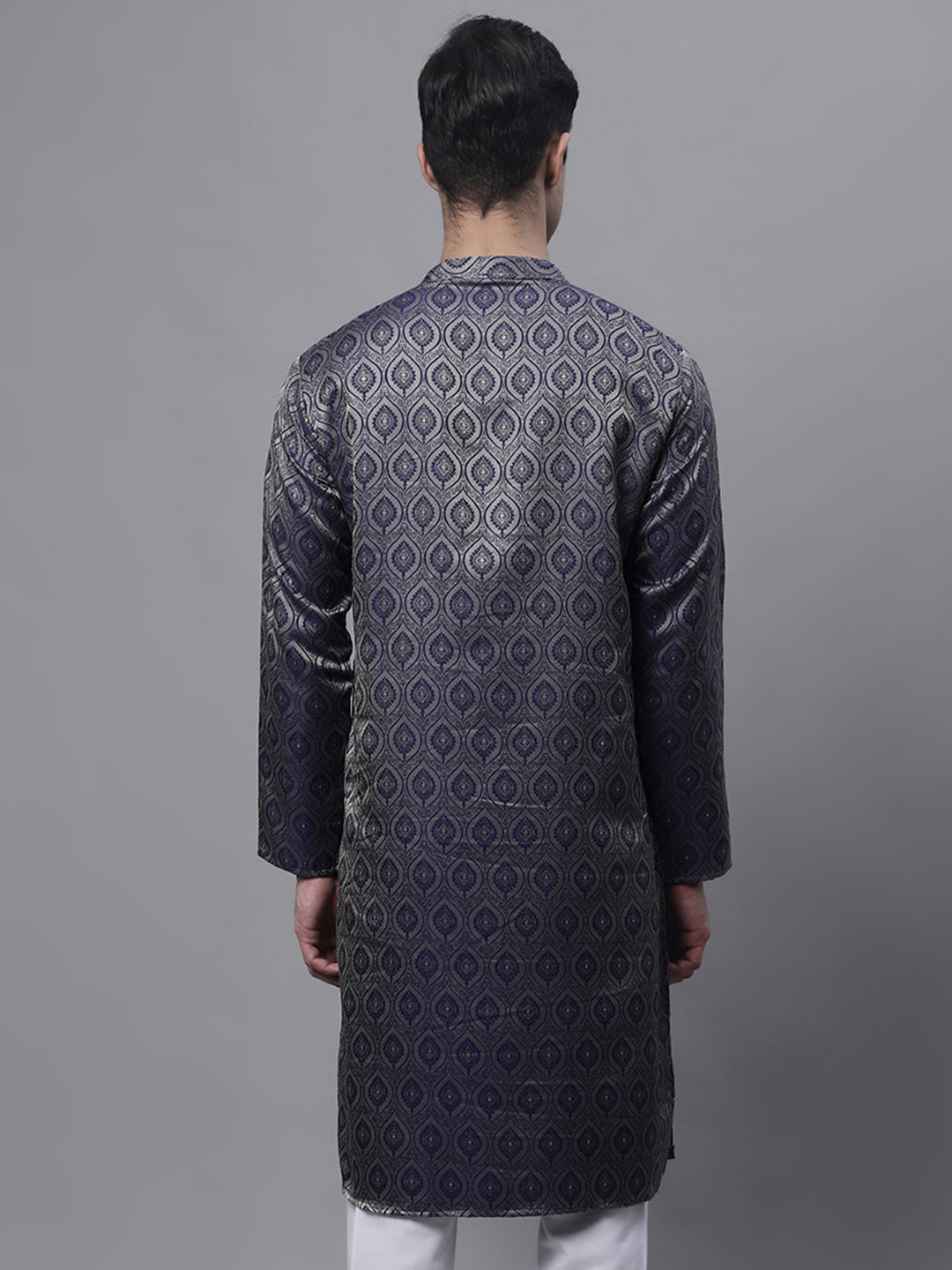 Men Ethnic Navy Blue Woven Design Kurtas
