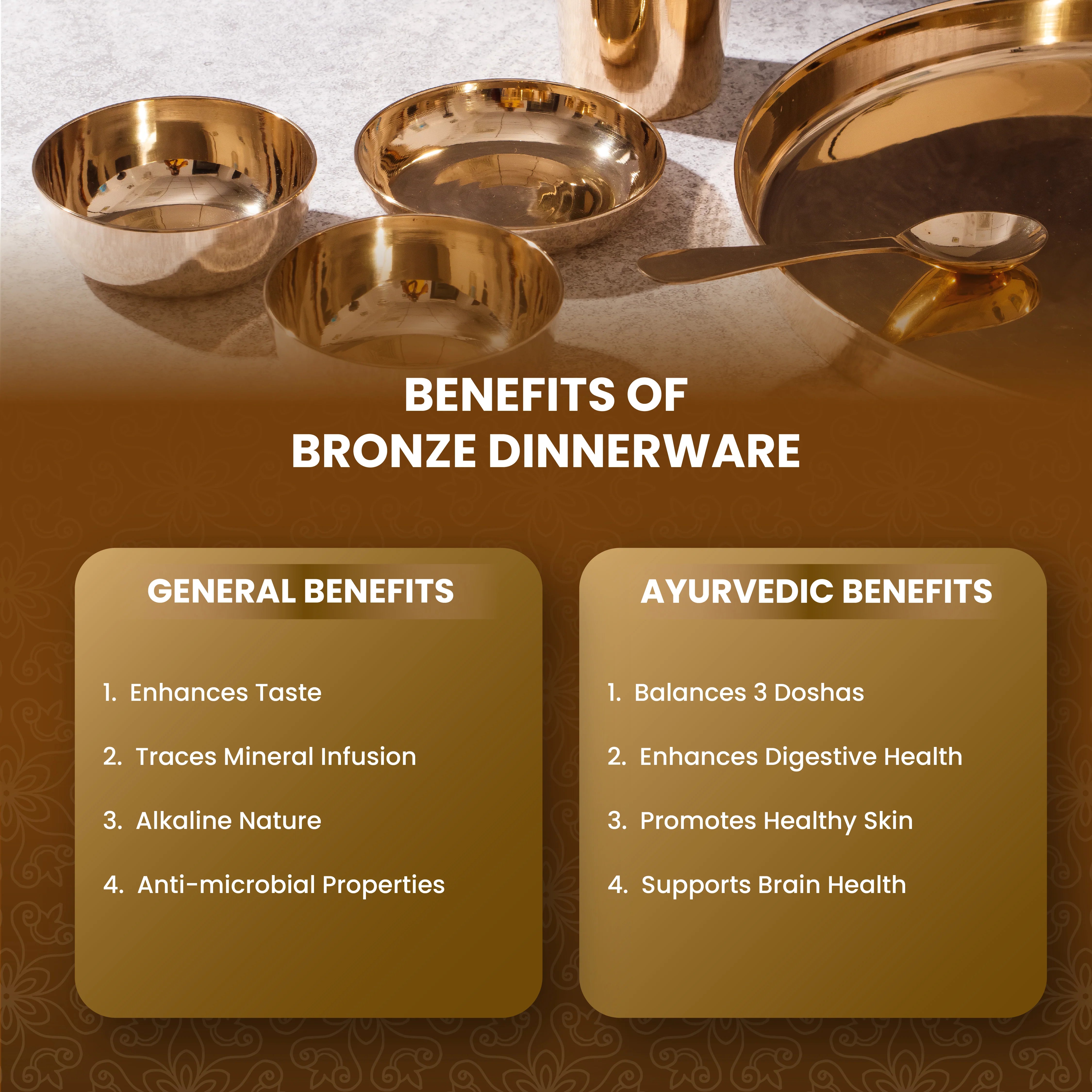 Health Smith Kansa Thali Dinner Set | 6 Piece Kansa Thali Set, 1 Plate (Thali)