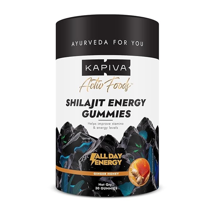 Kapiva Shilajit Energy Gummies packaging on a white background