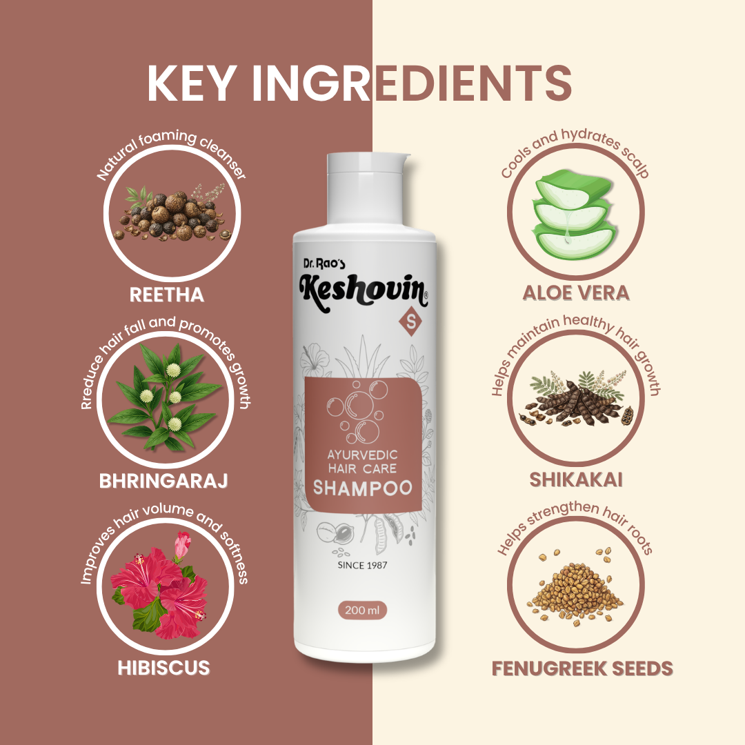 Dr. Rao's Keshovin Herbal Ayurvedic Hair Shampoo For Healthy Scalp And Hair Growth
