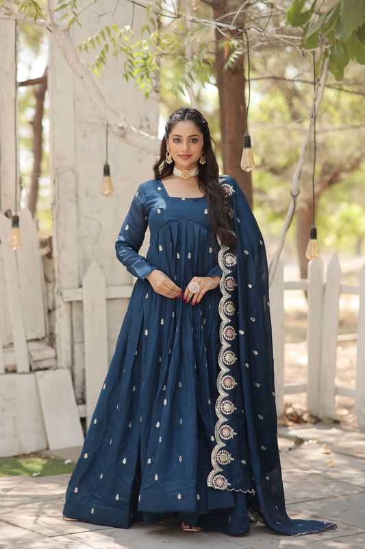 Aastha Rama Cotton with Gown fabric Vichitra Shimmer