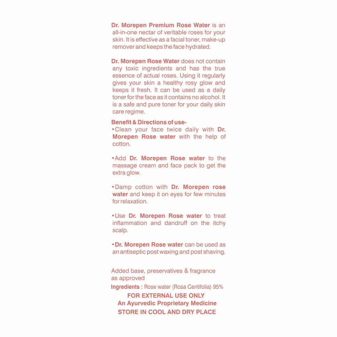 Dr. Morepen Pure & Natural Rose Water Spray