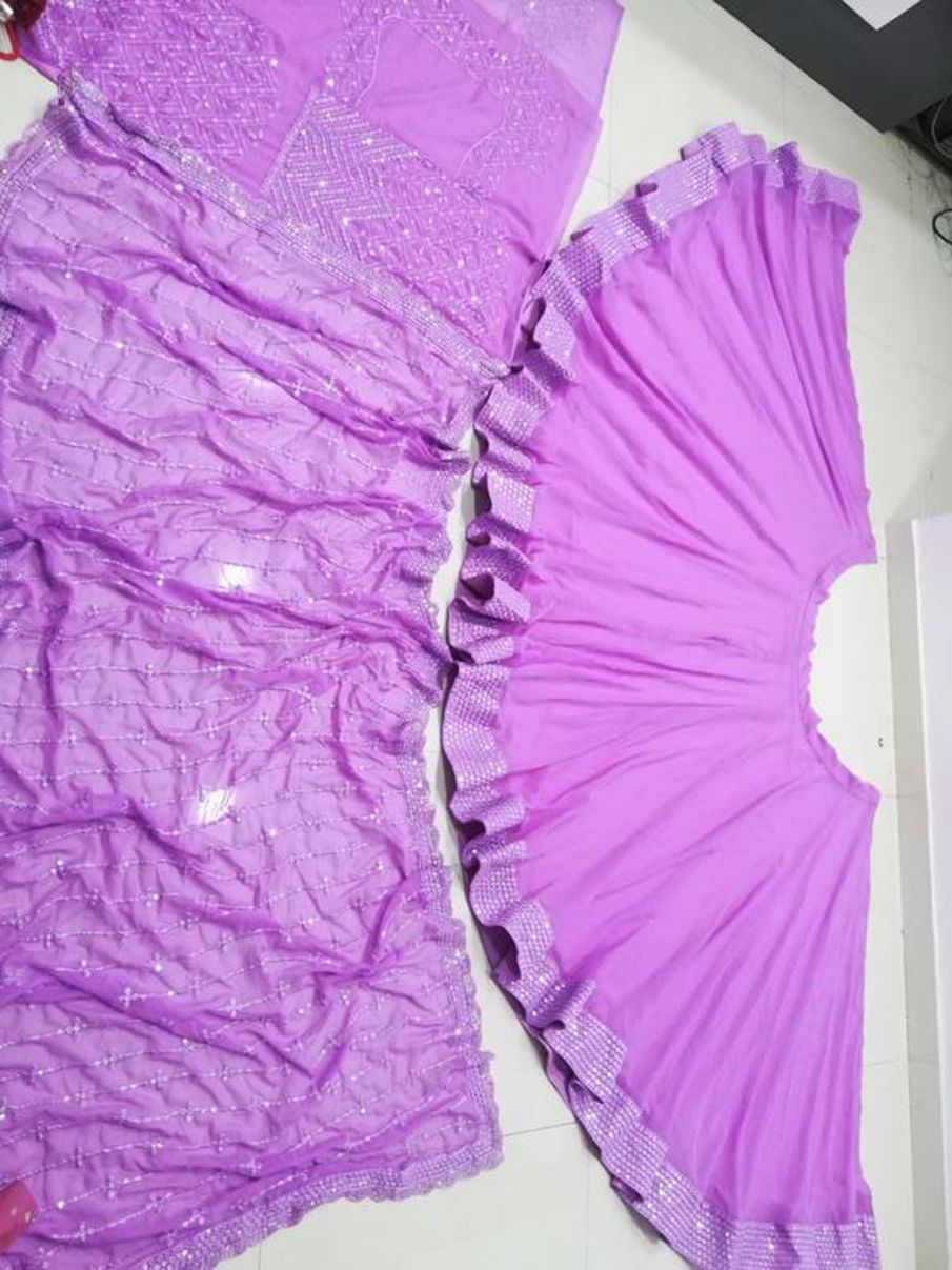 Aastha fashion Lavender Faux Georgette lehanga blouse Embroidered work - Prithvi Mart