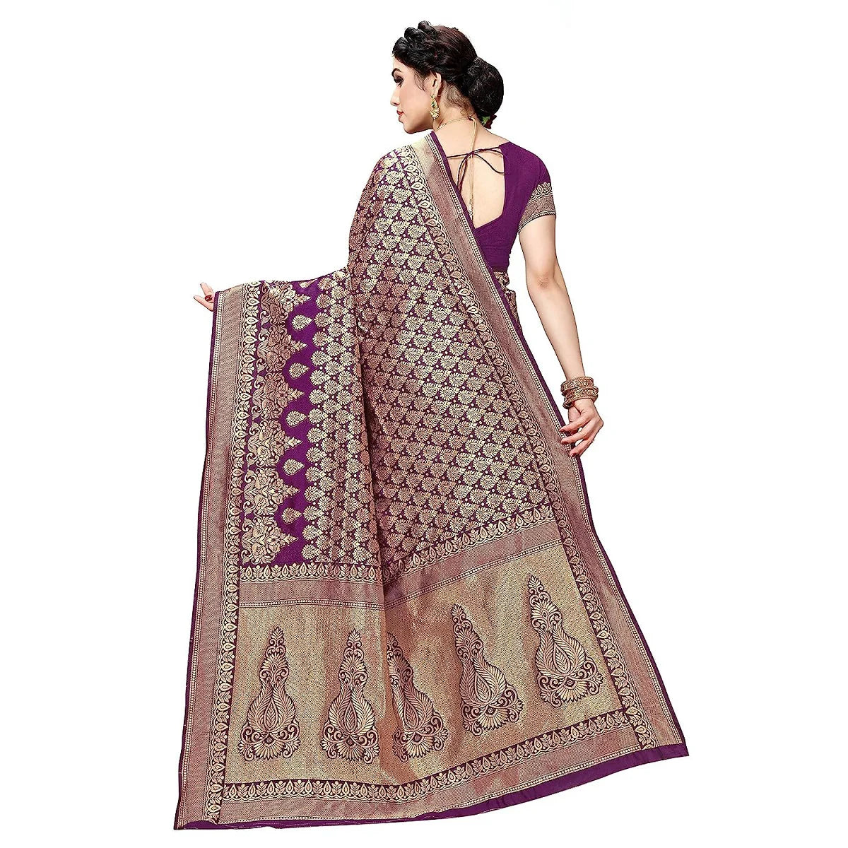 Vamika Purple Banarasi Jacquard Weaving Saree