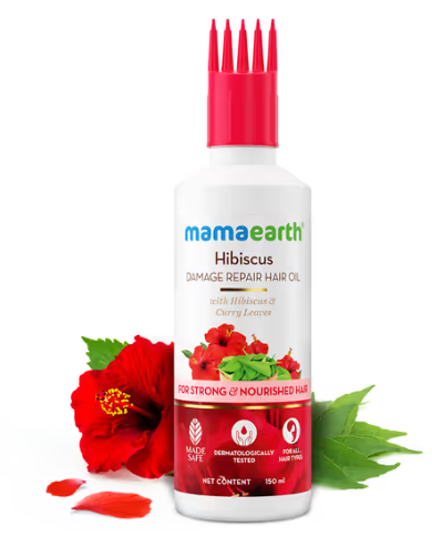 Mamaearth Hibiscus Damage Repair Hair Oil with Hibiscus & Curry Leaves