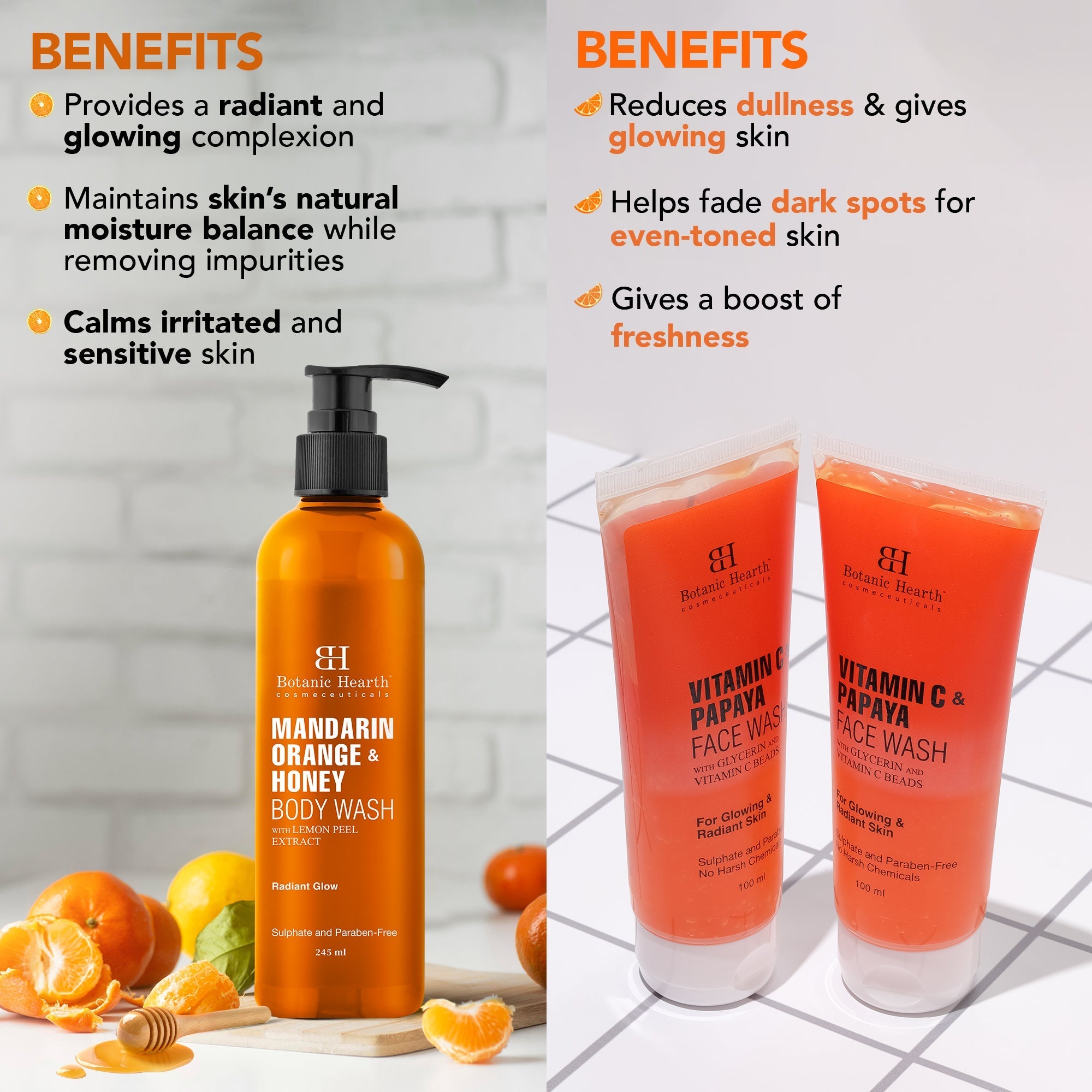 Botanic Hearth Mandarin Orange Bodywash & Papaya Vitamin-E Facewash