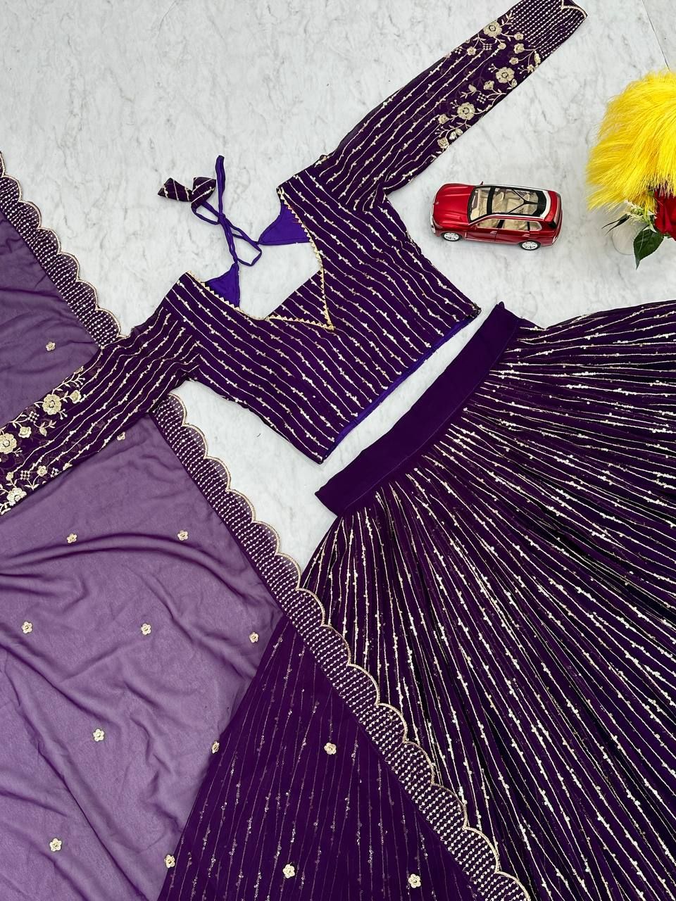 Aastha fashion Purple Heavy Fox Georgette lehanga blouse embroidery sequence Work