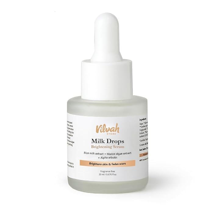 Vilvhah Milk Drops Brightening Serum bottle on a white background