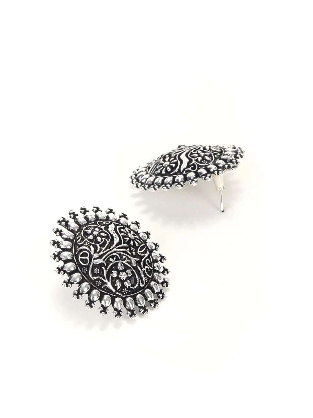 WOMENS SILVER PLEATED OXIDISED BANGEL SET THZ089