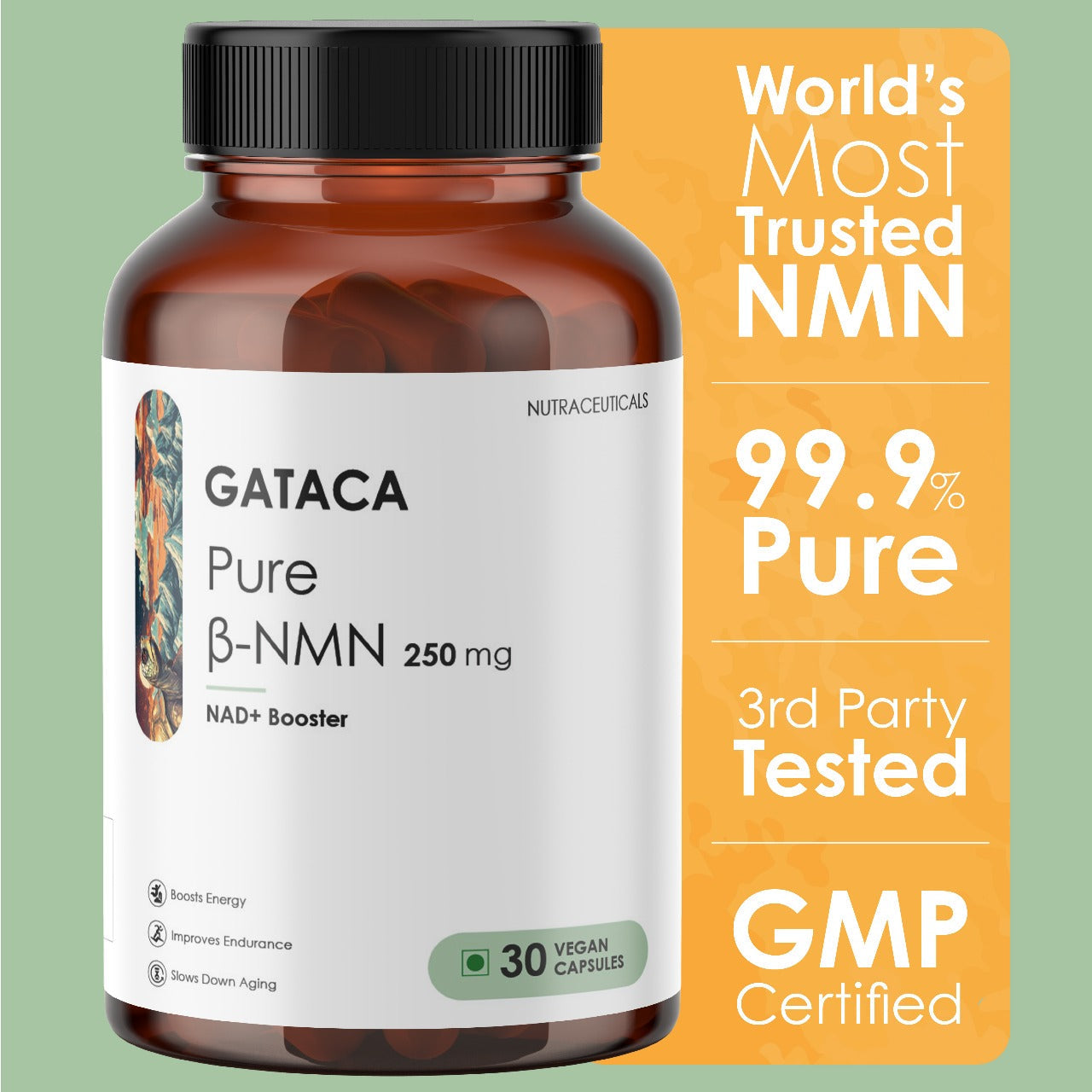 GATACA Pure β-NMN - 250 mg Capsules, Backed by 21 Patents